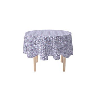 Round Tablecloth, 100% Polyester, 70" Round, Ceramic Tile Pattern