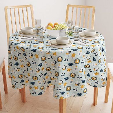 Round Tablecloth, 100% Polyester, 70" Round, Animal Faces
