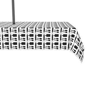 Water Repellent, Outdoor, 100% Polyester, 60x120", Kitchen Icons Black