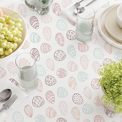 Square Tablecloth, 100% Polyester, 70x70", Watercolor Decorative Easter Eggs