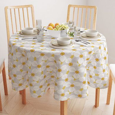 Round Tablecloth, 100% Polyester, 70" Round, Large Petal Flowers