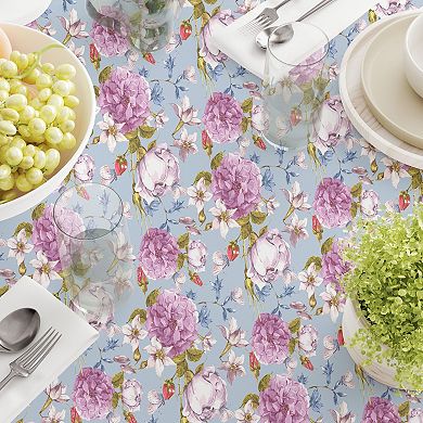 Square Tablecloth, 100% Cotton, 52x52", Butterfly Vintage Floral