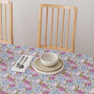 Square Tablecloth, 100% Cotton, 52x52", Butterfly Vintage Floral