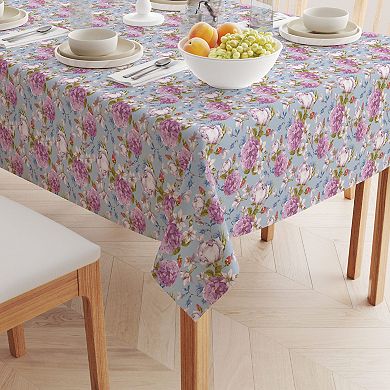 Square Tablecloth, 100% Cotton, 52x52", Butterfly Vintage Floral