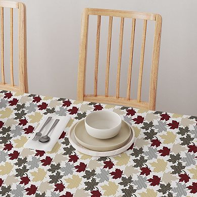Rectangular Tablecloth, 100% Cotton, 52x84", Houndstooth Maple Leaves