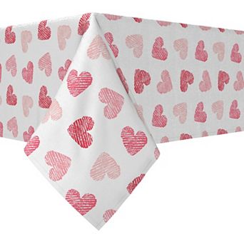 Rectangular Tablecloth, 100% Cotton, 52x120", Valentine's Shaded Hearts
