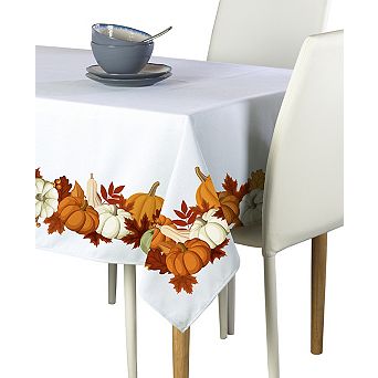 Square Tablecloth, 100% Polyester, 70x70", Pumpkin Garland