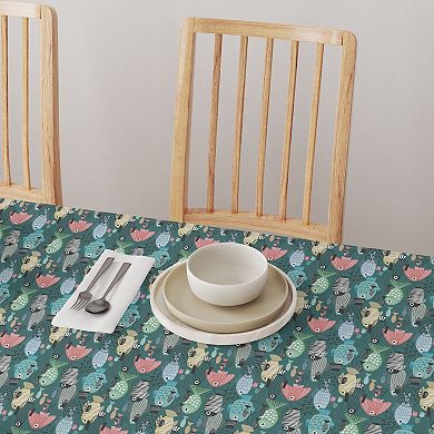 Round Tablecloth, 100% Polyester, 70" Round, Abstract Fish