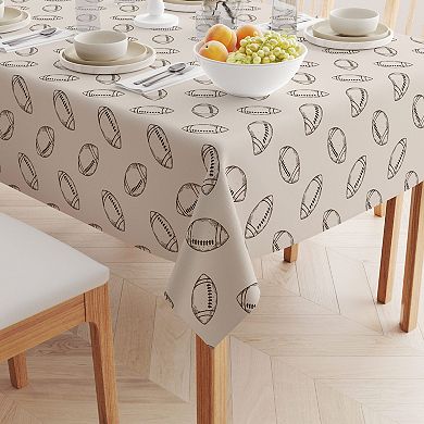 Rectangular Tablecloth, 100% Cotton, 52x120", Football Sketch