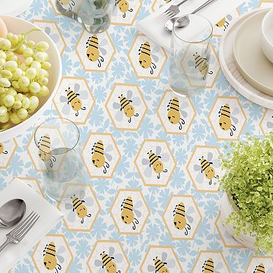 Round Tablecloth, 100% Polyester, 70" Round, Cartoon Honeycomb Bees