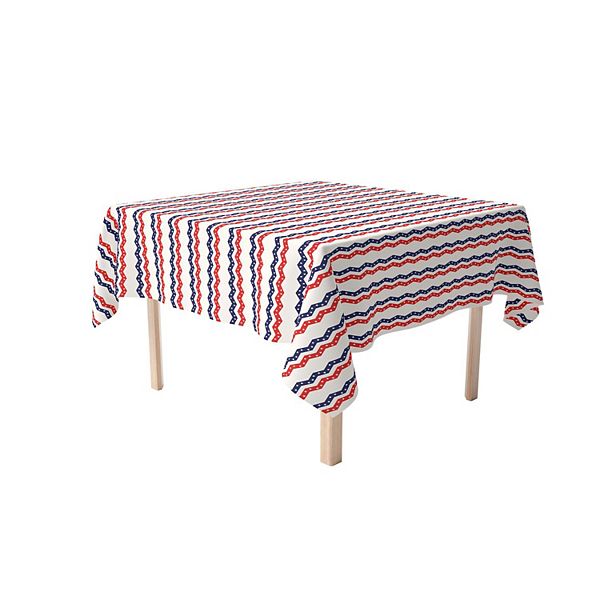Square Tablecloth, 100 Cotton, 52x52", Patriotic Chevron