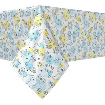 Rectangular Tablecloth, 100% Polyester, 60x120", Watercolor Hanukkah and Dots