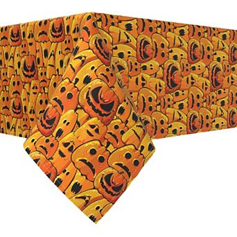 Rectangular Tablecloth, 100% Polyester, 60x84", Pumpkin Ghost Faces