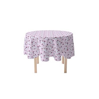Round Tablecloth, 100% Polyester, 90" Round, Brush Stroke Purple Flowers