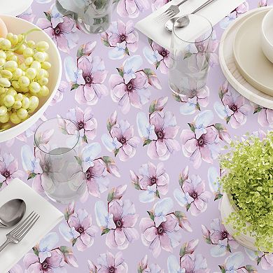 Round Tablecloth, 100% Polyester, 90" Round, Brush Stroke Purple Flowers