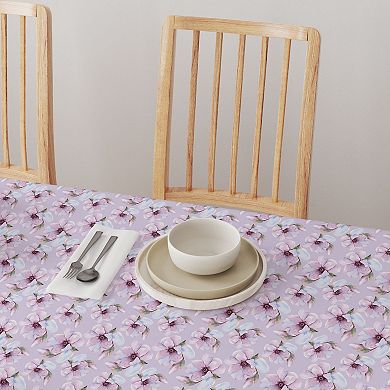 Round Tablecloth, 100% Polyester, 90" Round, Brush Stroke Purple Flowers