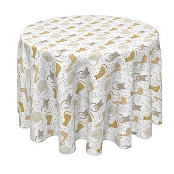Round Tablecloth, 100% Polyester, 60" Round, Jungle Animals Drawing