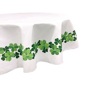 Round Tablecloth, 100% Polyester, 90" Round, Clover Garland