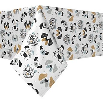 Rectangular Tablecloth, 100% Cotton, 52x84", Dog Faces Drawing