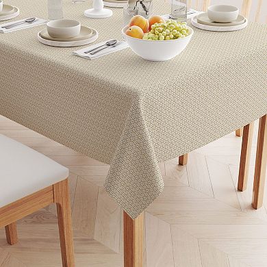Rectangular Tablecloth, 100% Cotton, 52x104", Geometric Golden Design