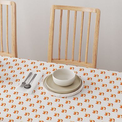 Square Tablecloth, 100% Cotton, 52x52", Hand Drawn Foxes