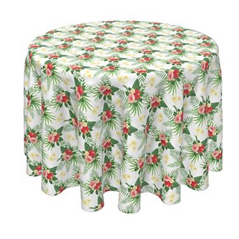 Round Tablecloth, 100% Polyester, 90" Round, Hibiscus Check