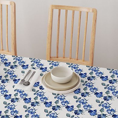 Square Tablecloth, 100% Polyester, 54x54", Blue Watercolor Roses