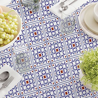 Square Tablecloth, 100% Polyester, 54x54", Ceramic Tile Pattern