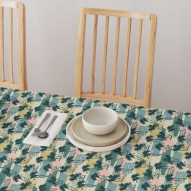 Rectangular Tablecloth, 100% Cotton, 60x84", Island Illustration