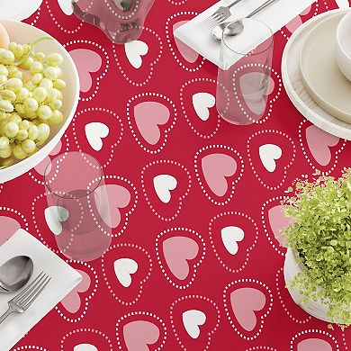 Round Tablecloth, 100% Polyester, 60" Round, Hearts in Stitches