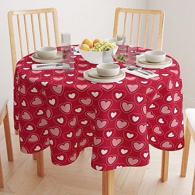 Round Tablecloth, 100% Polyester, 60" Round, Hearts in Stitches