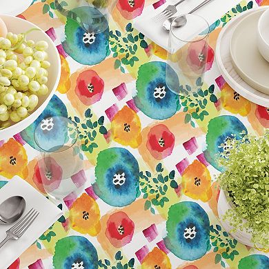 Square Tablecloth, 100% Cotton, 52x52", Floral 192