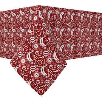 Rectangular Tablecloth, 100% Cotton, 52x104", Christmas Ornaments Allover Red