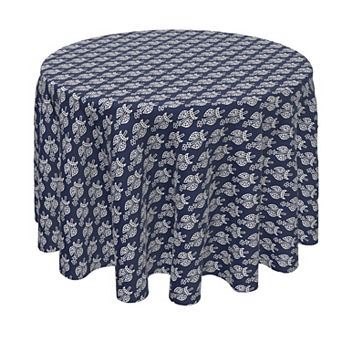 Round Tablecloth, 100% Polyester, 70" Round, Ethnic Floral Design