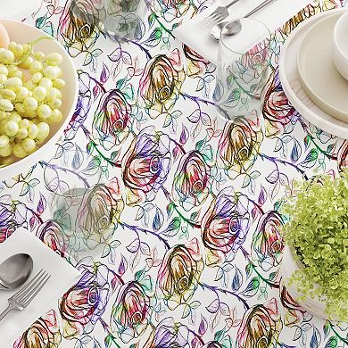 Square Tablecloth, 100% Cotton, 52x52", Floral 195