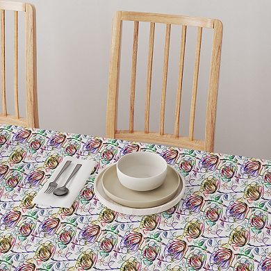 Square Tablecloth, 100% Cotton, 52x52", Floral 195