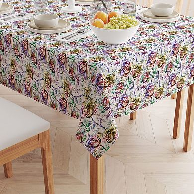 Square Tablecloth, 100% Cotton, 52x52", Floral 195