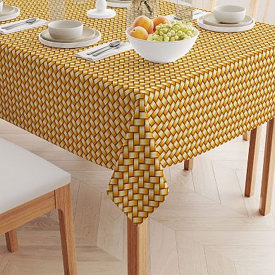 Rectangular Tablecloth, 100% Polyester, 60x84", Gold Shine Basketwork