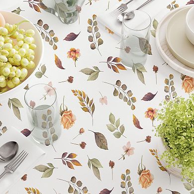 Square Tablecloth, 100% Polyester, 60x60", Falling Leaves & Flowers