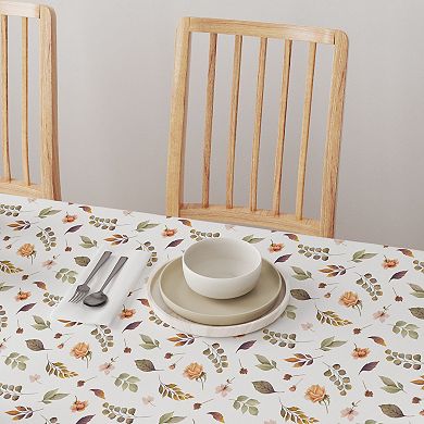 Square Tablecloth, 100% Polyester, 60x60", Falling Leaves & Flowers