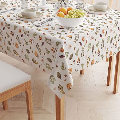 Square Tablecloth, 100% Polyester, 60x60", Falling Leaves & Flowers