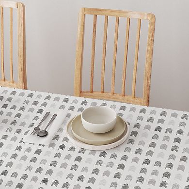 Round Tablecloth, 100% Polyester, 90" Round, Grey Geometric Arrows