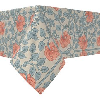 Rectangular Tablecloth, 100% Cotton, 60x84", Floral 77