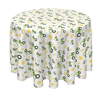 Round Tablecloth, 100% Polyester, 60" Round, Tractors on the Farm