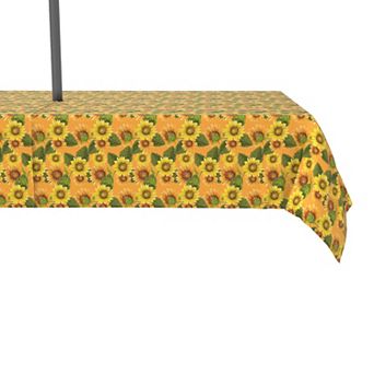 Water Repellent, Outdoor, 100% Polyester, 60x84", Sunflowers on Orange Background
