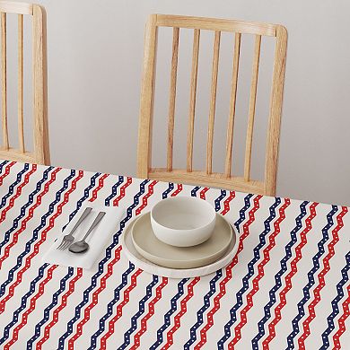 Rectangular Tablecloth, 100% Polyester, 60x84", Patriotic Chevron