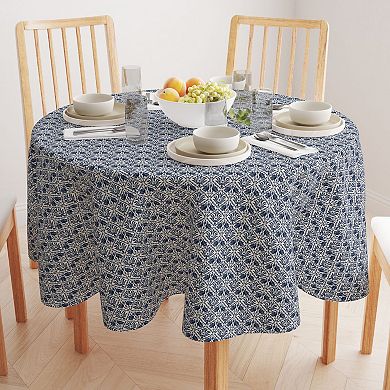 Round Tablecloth, 100% Polyester, 90" Round, Cranes in Damask