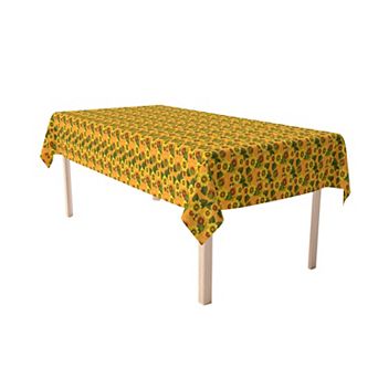 Rectangular Tablecloth, 100% Cotton, 60x84", Sunflowers on Orange Background