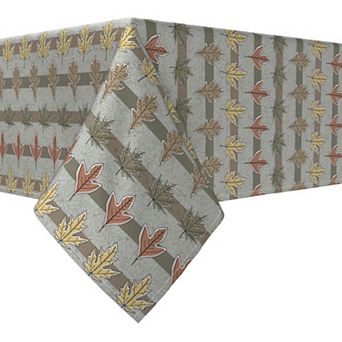 Rectangular Tablecloth, 100% Cotton, 60x84", Fall Leaves in Stripes