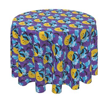Round Tablecloth, 100% Polyester, 70" Round, BatMoon Night